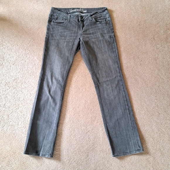 American Eagle Jeans 77 Straight Womens Denim Size 10 Grey - Picture 1 of 14
